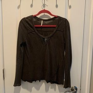 Free people shirt, chocolate brown, small